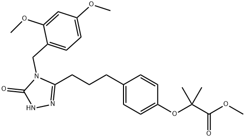 Propanoic acid, 2-[4-[3-[4-[(2,4-dimethoxyphenyl)methyl]-4,5-dihydro-5-oxo-1H-1,2,4-triazol-3-yl]propyl]phenoxy]-2-methyl-, methyl ester 结构式