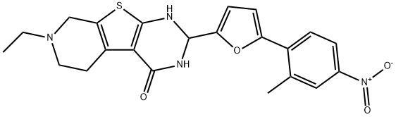 7-ethyl-2-[5-(2-methyl-4-nitrophenyl)furan-2-yl]-1,2,3,5,6,8-hexahydropyrido[2,3]thieno[2,4-d]pyrimidin-4-one 结构式