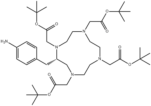 penta-t-butyl ((S)-2-(4-aminobenzyl)-1,4,7,10-tetraazacyclododecane-N,N’,N”,N”’-tetraacetic acid) 结构式