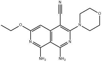1,8-二氨基-6-乙氧基-3-吗啉-2,7-萘啶-4-甲腈 结构式