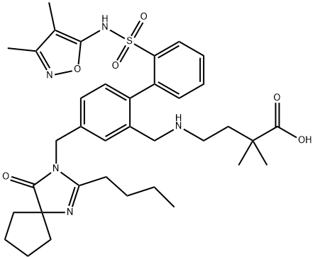 Butanoic acid, 4-[[[4-[(2-butyl-4-oxo-1,3-diazaspiro[4.4]non-1-en-3-yl)methyl]-2'-[[(3,4-dimethyl-5-isoxazolyl)amino]sulfonyl][1,1'-biphenyl]-2-yl]methyl]amino]-2,2-dimethyl- 结构式
