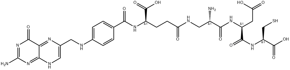N-[4-[[(2-氨基-3,4-二氢-4-氧代-6-蝶啶基)甲基]氨基]苯甲酰基]-D-Γ-谷氨酰基-(2S)-2-氨基-Β-丙氨酰基-L-Α-天冬氨酰基-L-半胱氨酸 结构式