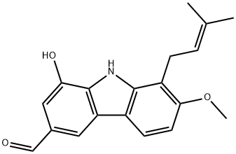 1-Prenyl-2-methoxy-
6-formyl-8-hydroxy-9H-carbazole 结构式