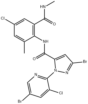 1H-Pyrazole-5-carboxamide, 3-bromo-1-(5-bromo-3-chloro-2-pyridinyl)-N-[4-chloro-2-methyl-6-[(methylamino)carbonyl]phenyl]- 结构式