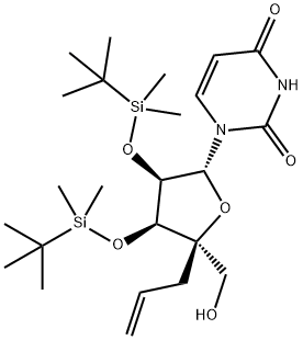 4'-alpha-C-Allyl-2',3'-bis(O-t-butyldimethylsilyl)uridine 结构式