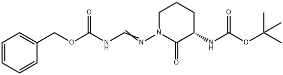 Carbamic acid, [[(3S)-3-[[(1,1-dimethylethoxy)carbonyl]amino]-2-oxo-1-piperidinyl]iminomethyl]-, phenylmethyl ester (9CI) 结构式