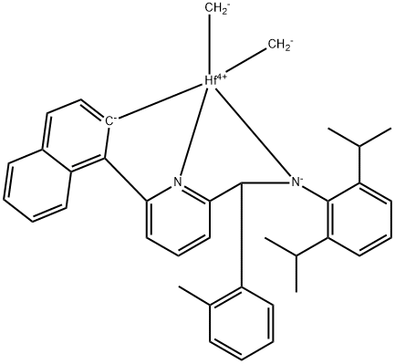 [N-[2,6-双(1-甲基乙基)苯基]-Α-[2-(甲基)苯基-6-(1-萘烯基-Κ-C2)-2-吡啶甲胺基(2-)-ΚN1,ΚN2]二甲基铪 结构式
