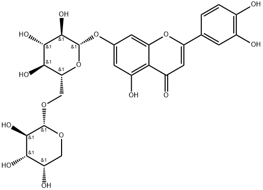 木樨草素-7-O-Α-L-吡喃阿拉伯糖(1→6)-Β-D-吡喃葡萄糖苷 结构式