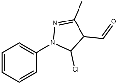 1H-Pyrazole-4-carboxaldehyde, 5-chloro-4,5-dihydro-3-methyl-1-phenyl- 结构式