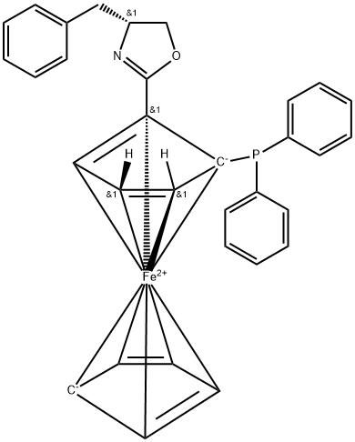 (2S)-1-[(4S)-4,5-二氢-4-(苯基甲基)-2-噁唑基]-2-(二苯基膦)二茂铁 结构式