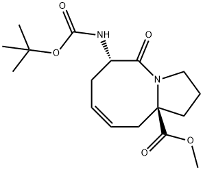 (6S,10AR,Z)-甲基 6-((叔-丁氧羰基)氨基)-5-氧亚基-1,2,3,5,6,7,10,10A-八氢吡咯并[1,2-A]氮杂辛环-10A-甲酸基酯 结构式