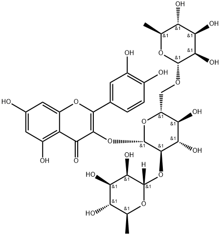 槲皮素-3-O-芸香糖-(1→2)-O-鼠李糖苷 结构式