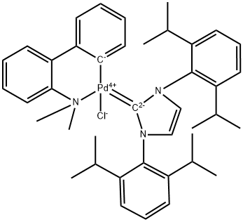 Palladium, [1,3-bis[2,6-bis(1-methylethyl)phenyl]-1,3-dihydro-2H-imidazol-2-ylidene]chloro[2'-(dimethylamino-κN)[1,1'-biphenyl]-2-yl-κC]-, (SP-4-4)- 结构式