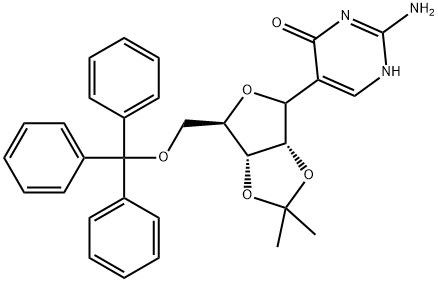 5'-O-Triphenylmethyl-2',3'-di-O-isopropylidene pseudoisocytidine 结构式