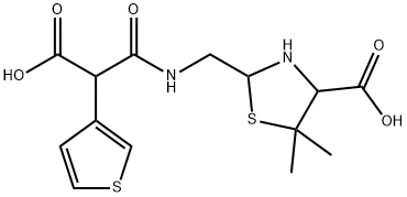 4-Thiazolidinecarboxylic acid, 2-[[[2-carboxy-2-(3-thienyl)acetyl]amino]methyl]-5,5-dimethyl- 结构式