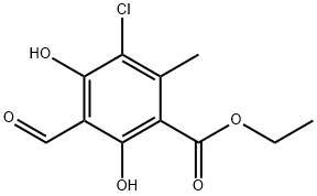 Benzoic acid, 3-chloro-5-formyl-4,6-dihydroxy-2-methyl-, ethyl ester 结构式