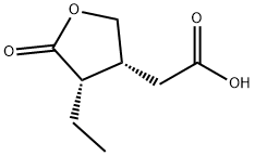 3-Furanacetic acid, 4-ethyltetrahydro-5-oxo-, (3R,4S)- 结构式