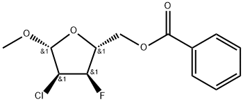 Methyl 5-O-benzoyl-2-chloro-2,3-dideoxy-3-fluoro-D-ribofuranoside 结构式