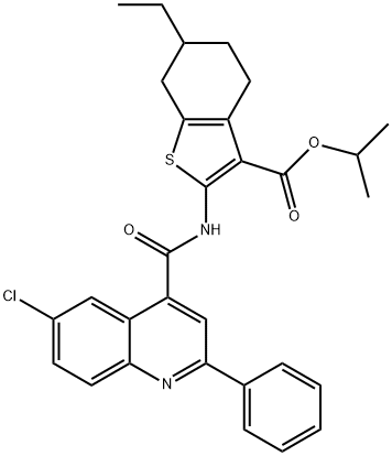 isopropyl 2-(6-chloro-2-phenylquinoline-4-carboxamido)-6-ethyl-4,5,6,7-tetrahydrobenzo[b]thiophene-3-carboxylate 结构式