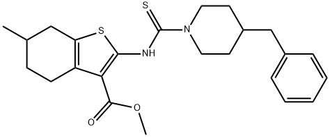 methyl 2-(4-benzylpiperidine-1-carbothioamido)-6-methyl-4,5,6,7-tetrahydrobenzo[b]thiophene-3-carboxylate 结构式