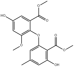 Benzoic acid, 5-hydroxy-2-[3-hydroxy-2-(methoxycarbonyl)-5-methylphenoxy]-3-methoxy-, methyl ester 结构式
