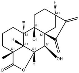 (4ALPHA,6ALPHA,7BETA)-6,7,9-三羟基-15-氧代贝壳杉-16-烯-18-酸 GAMMA-内酯 结构式
