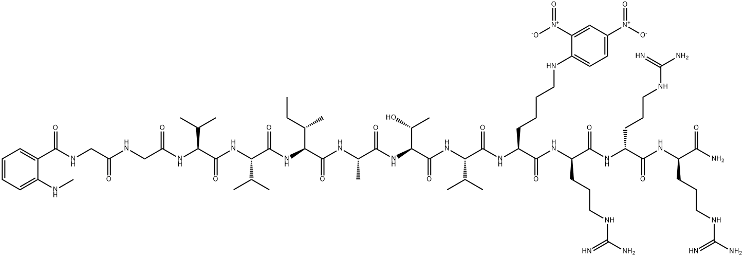 N-ME-ABZ-AMYLOID Β/A4 PROTEIN PRECURSOR770 (708-715)-LYS(DNP)-D-ARG-D-ARG-D-ARG AMIDE TRIFLUOROACETATE SALT 结构式