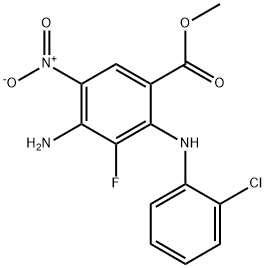 4-amino-2-(2-chloro-phenylamino)-3-fluoro-5-nitro-benzoic acid methyl ester 结构式