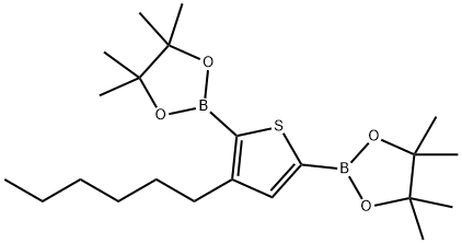 1,3,2-Dioxaborolane, 2,2'-(3-hexyl-2,5-thiophenediyl)bis[4,4,5,5-tetramethyl- 结构式