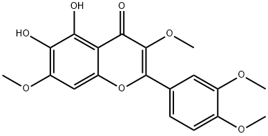 5,6-Dihydroxy-3,7,3',4'-tetramethoxyflavone 结构式