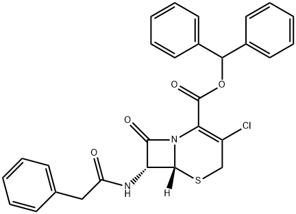 5-Thia-1-azabicyclo[4.2.0]oct-2-ene-2-carboxylic acid, 3-chloro-8-oxo-7-[(2-phenylacetyl)amino]-, diphenylmethyl ester, (6R,7R)- 结构式