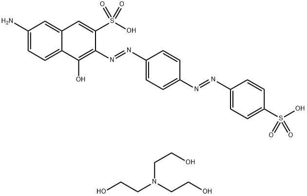 7-氨基-4-羟基-3[[4-[(4-磺苯基)偶氮]苯基]偶氮]-2-萘磺酸与2,2',2''-次氮基三(乙醇)的化合物 结构式