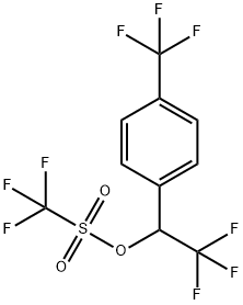 Methanesulfonic acid, 1,1,1-trifluoro-, 2,2,2-trifluoro-1-[4-(trifluoromethyl)phenyl]ethyl ester 结构式