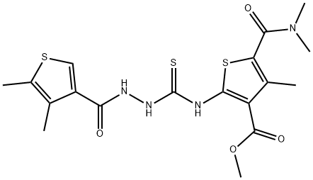 methyl 5-(dimethylcarbamoyl)-2-(2-(4,5-dimethylthiophene-3-carbonyl)hydrazinecarbothioamido)-4-methylthiophene-3-carboxylate 结构式