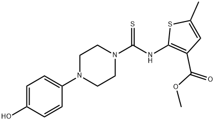 methyl 2-(4-(4-hydroxyphenyl)piperazine-1-carbothioamido)-5-methylthiophene-3-carboxylate 结构式