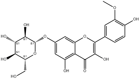 异鼠李素-7-O-Β-D-葡萄糖苷 结构式