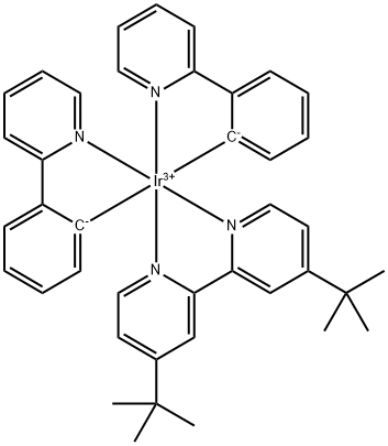 Iridium(1+), [4,4'-bis(1,1-dimethylethyl)-2,2'-bipyridine-κN1,κN1']bis[2-(2-pyridinyl-κN)phenyl-κC]-, (OC-6-33)- 结构式
