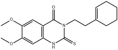 4(1H)-Quinazolinone, 3-[2-(1-cyclohexen-1-yl)ethyl]-2,3-dihydro-6,7-dimethoxy-2-thioxo- 结构式