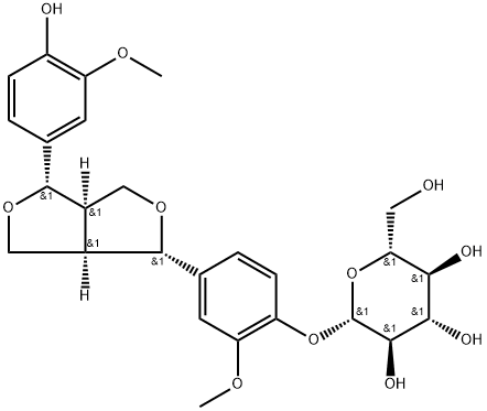 松脂醇-4-O-BETA-D-吡喃葡萄糖苷 结构式