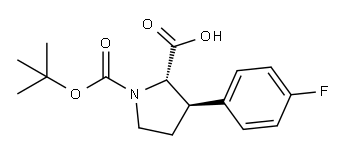 1,2-Pyrrolidinedicarboxylic acid, 3-(4-fluorophenyl)-, 1-(1,1-dimethylethyl) ester, (2S,3R)- 结构式