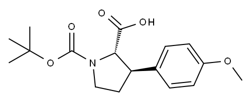 1,2-Pyrrolidinedicarboxylic acid, 3-(4-methoxyphenyl)-, 1-(1,1-dimethylethyl) ester, (2S,3R)- 结构式