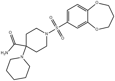 1'-((3,4-二氢-2H-苯并[B][1,4]二噁英-7-基)磺酰基)-[1,4'-联哌啶]-4'-甲酰胺 结构式