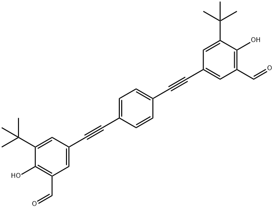 Benzaldehyde,3,3'-(1,4-phenylenedi-2,1-ethynediyl)bis[5-(1,1-dimethylethyl)-6-hydroxy- 结构式
