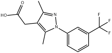 2-{3,5-二甲基-1-[3-(三氟甲基)苯基]-1H-吡唑-4-基}乙酸 结构式