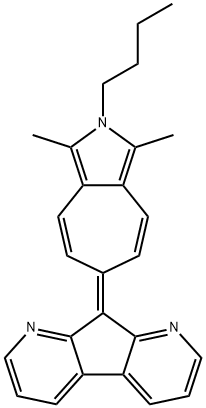 9H-Cyclopenta[1,2-b:4,3-b']dipyridine, 9-(2-butyl-1,3-dimethylcyclohepta[c]pyrrol-6(2H)-ylidene)- (9CI) 结构式