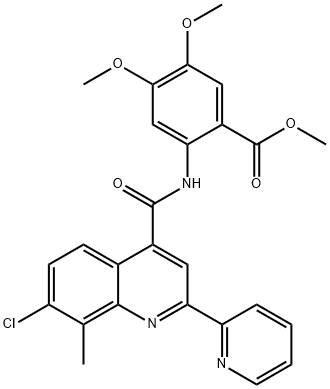 methyl 2-(7-chloro-8-methyl-2-(pyridin-2-yl)quinoline-4-carboxamido)-4,5-dimethoxybenzoate 结构式