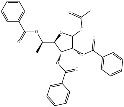 化合物 1-O-ACETYL-2,3,5-TRI-O-BENZOYL-5(R)-C-METHYL-D-RIBOFURANOSE 结构式