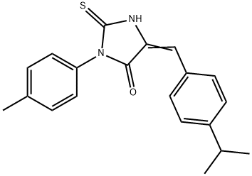 5-(4-异丙基亚苯亚甲基)-2-硫代-3-(对甲苯基)咪唑啉-4-酮 结构式