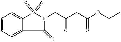 N-(3'-乙氧羰基-2'-氧丙基)-1,2-苯并异噻唑-3(2H)-酮1,1-二氧 结构式