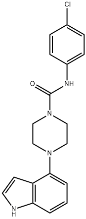 N-(4-氯苯基)-4-(1H-吲哚-4-基)哌嗪-1-甲酰胺 结构式